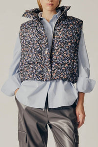 Floral Print Puffer Gilet