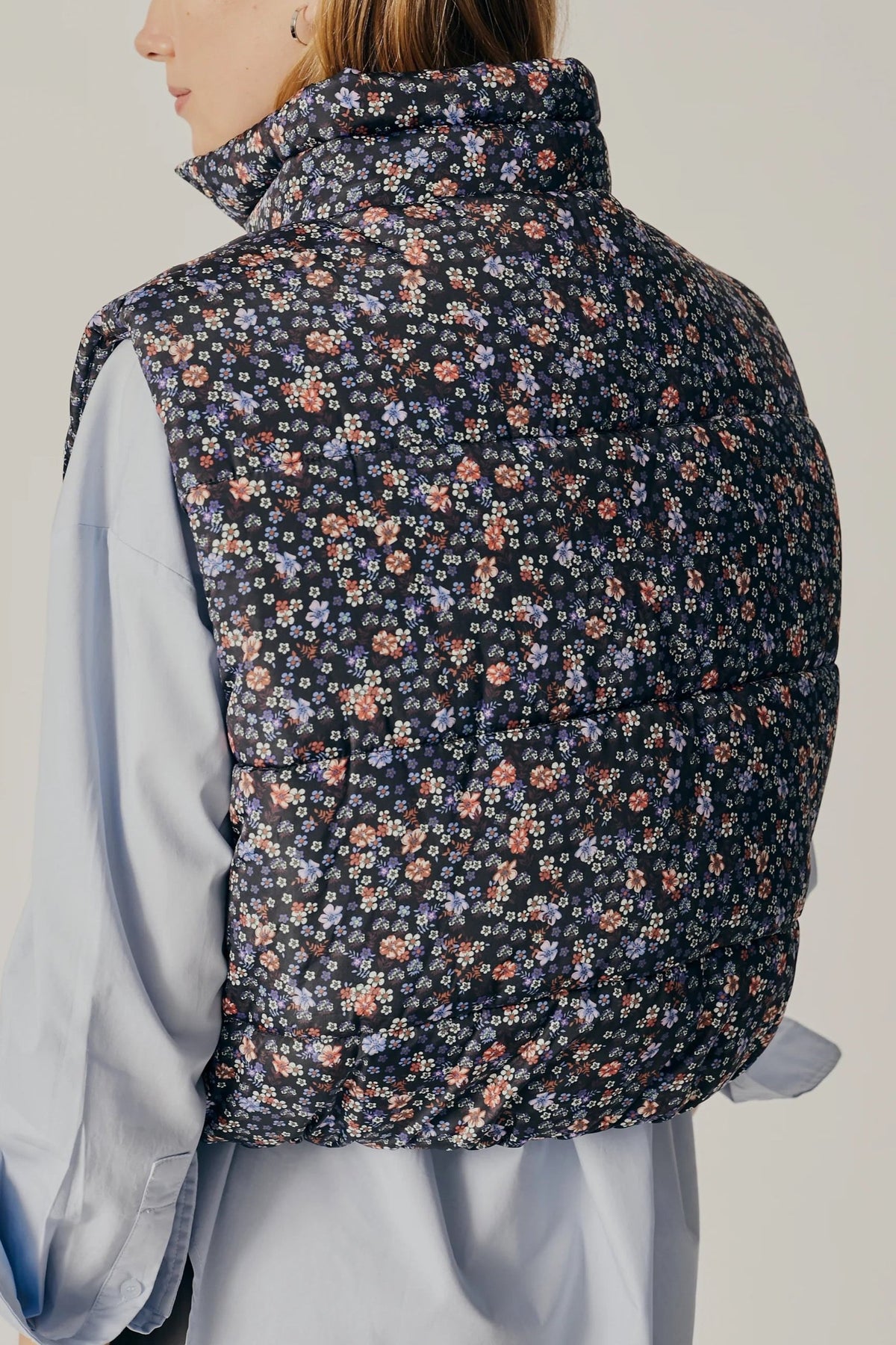 Floral Print Puffer Gilet