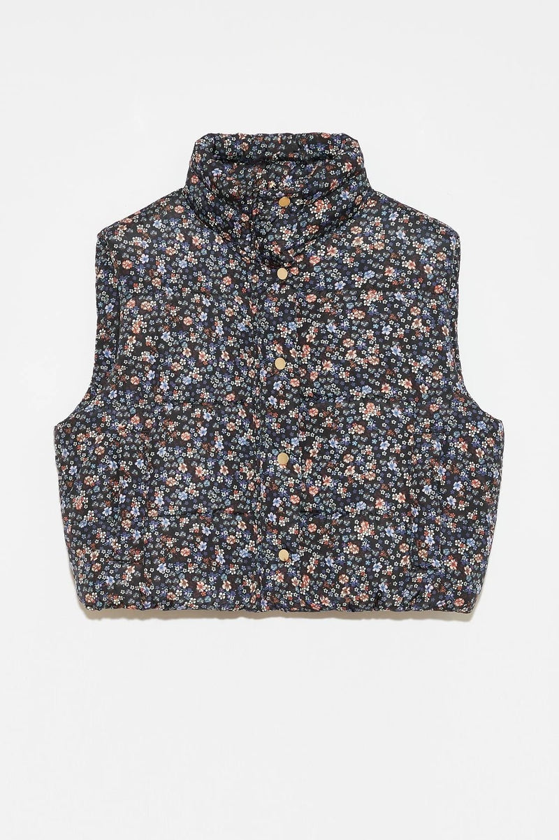 Floral Print Puffer Gilet